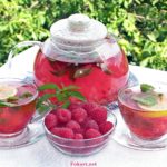 Малиновый чай, малина, мята, ломтики лимона